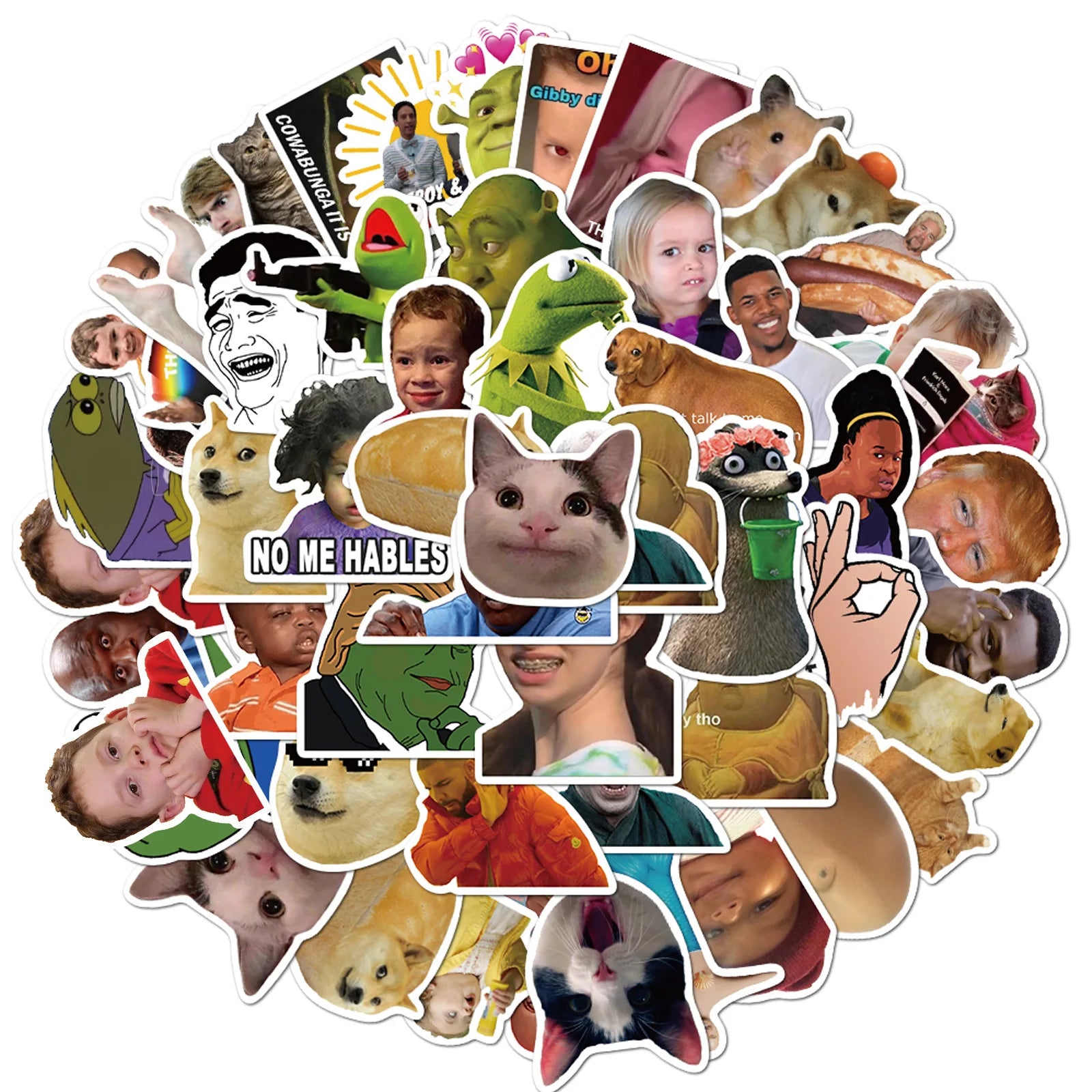 50Pcs Funny Facial Expression Graffiti Stickers Decorative Label for Luggage Laptop Guitar Notebook PVC Waterproof Sticker
