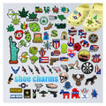 New Pop Wholesale America Culture Custom PVC Shoe Decorations Green Plants Smoke Accessories Go Hunting Guns Clogs Shoe Charms MegaBDM