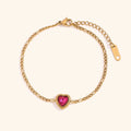 Advanced Luxurious 18K Gold Plated Heart Shaped Adjustable Figaro Chain Stainless Steel Diamond Bracelet