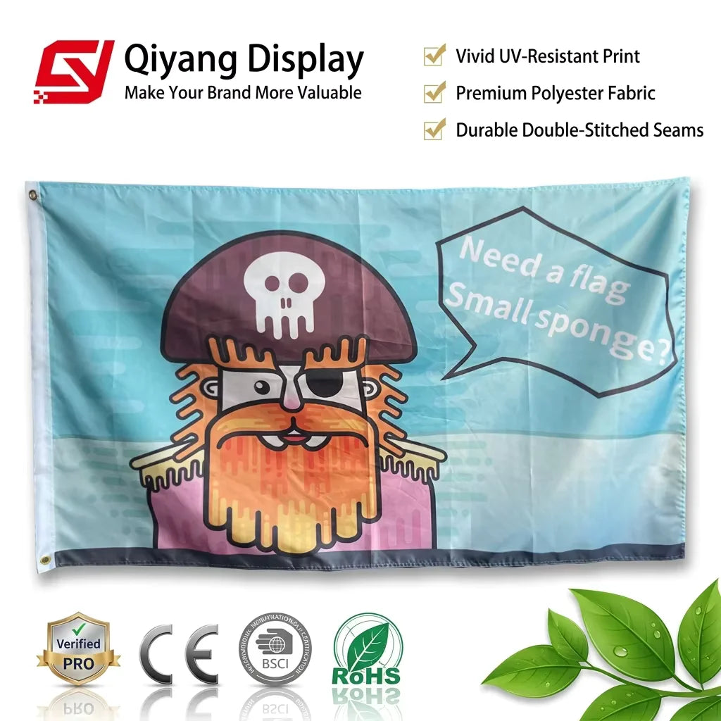 3x5ft Good Quality 100% Polyester Manufacturer Wholesale Outdoor Cartoon Custom Flags Banners