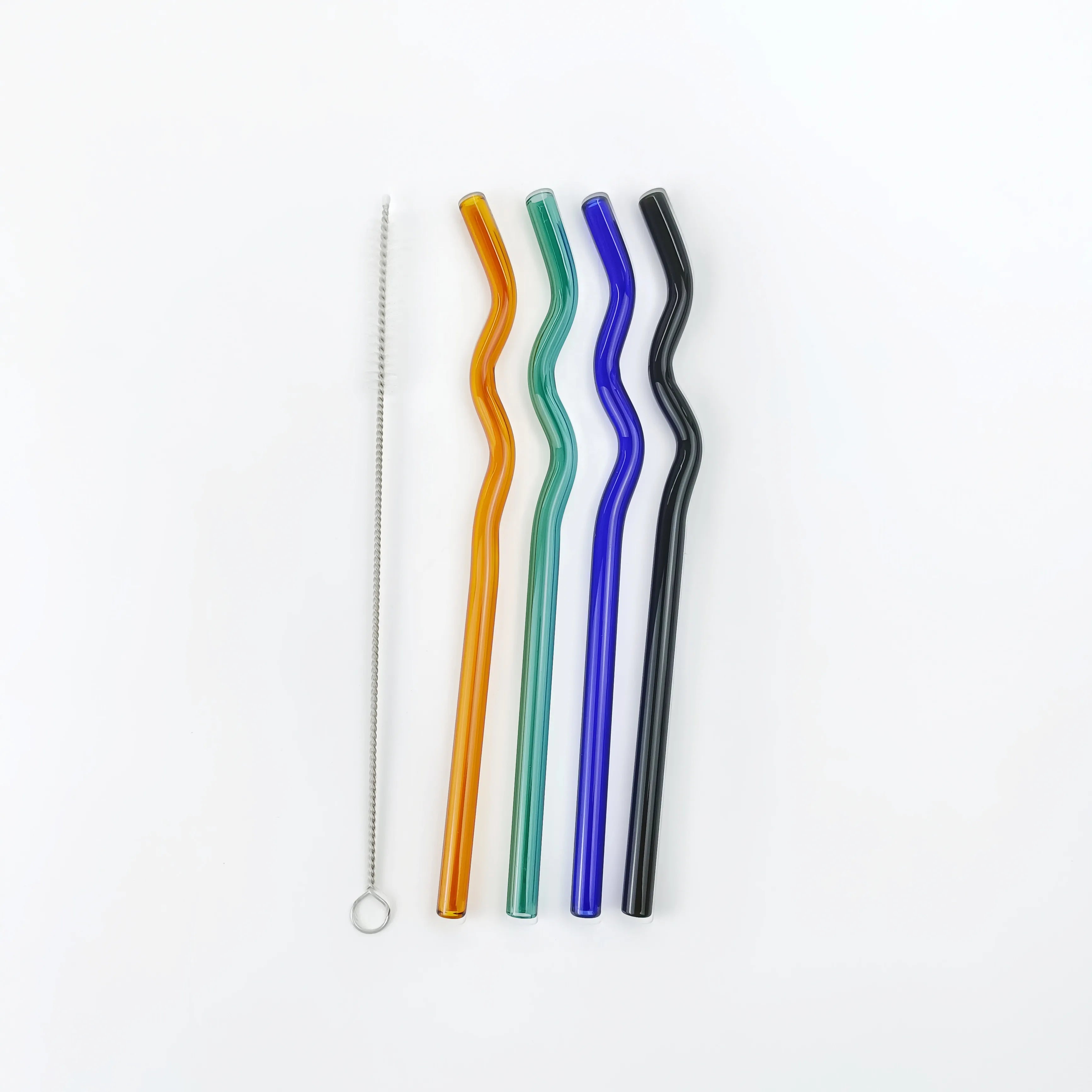 8*200mm Borosilicate Curvy Glass Straws Drink Coffee Milk Tea Straw