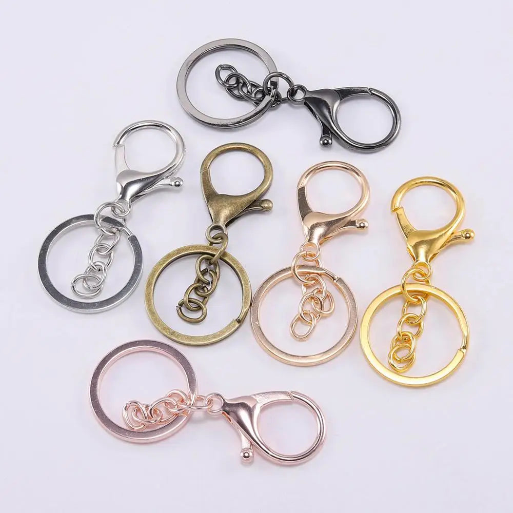 Metal Key Ring 30mm Keychain Long 70mm Lobster Clasp Key Hook Keyrings for Jewelry Making Finding DIY Key Chains Accessories