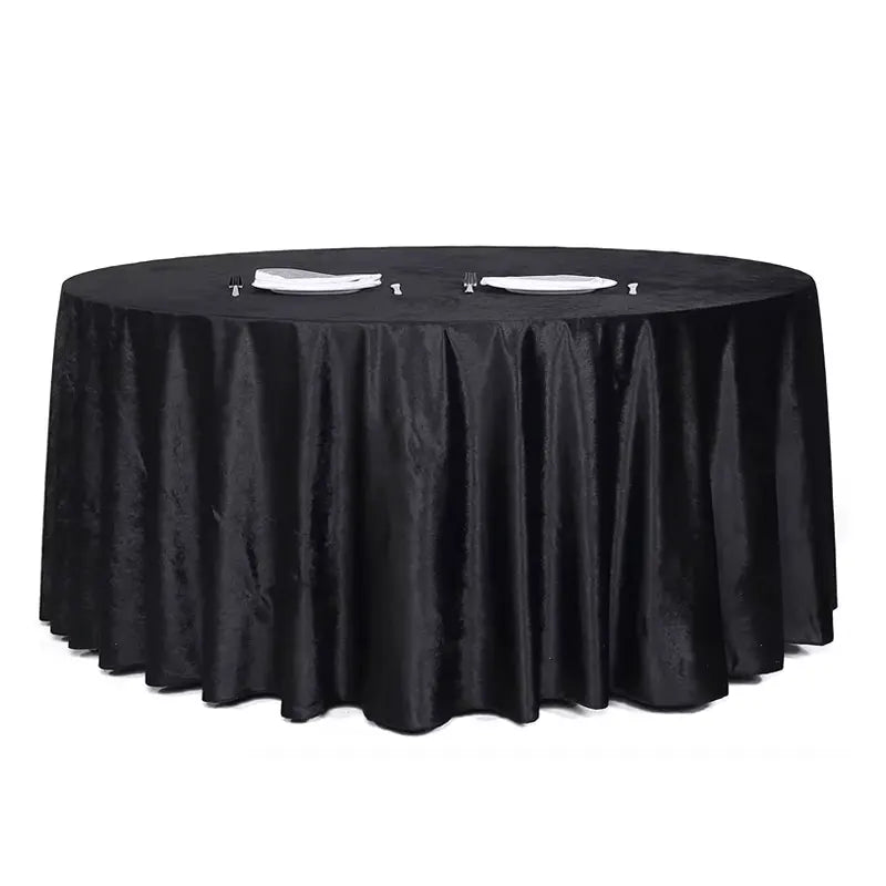 New Design Crushed Velvet Tablecloths Black Round Wedding Table Cover for Events Party