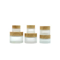 50 ml Round Empty Jars Frosted Glass Bottle Cosmetic Cream Jar Wood Grain Lid Cosmetic Container for Makeup Lip Balm Eye Shadow