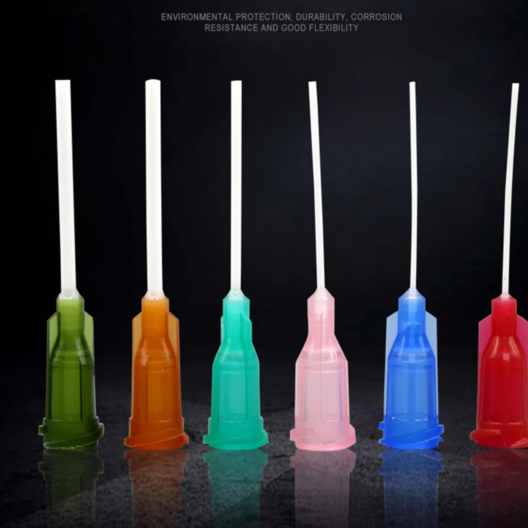 SDPSI10pcs 1 Inch PP Scratch Proof Flexible Needle Industrial Dispensing Needle All Plastic Needles Flat Tip 14/15/16/18/20/22/2