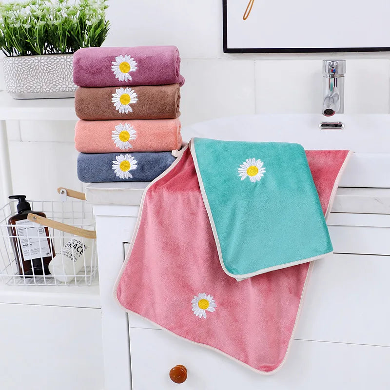 Manufacturers Supply Adult Youth Pie Embroidery Towel Thickened Absorbent Microfiber Sports Towel Beauty Salon Face Towel