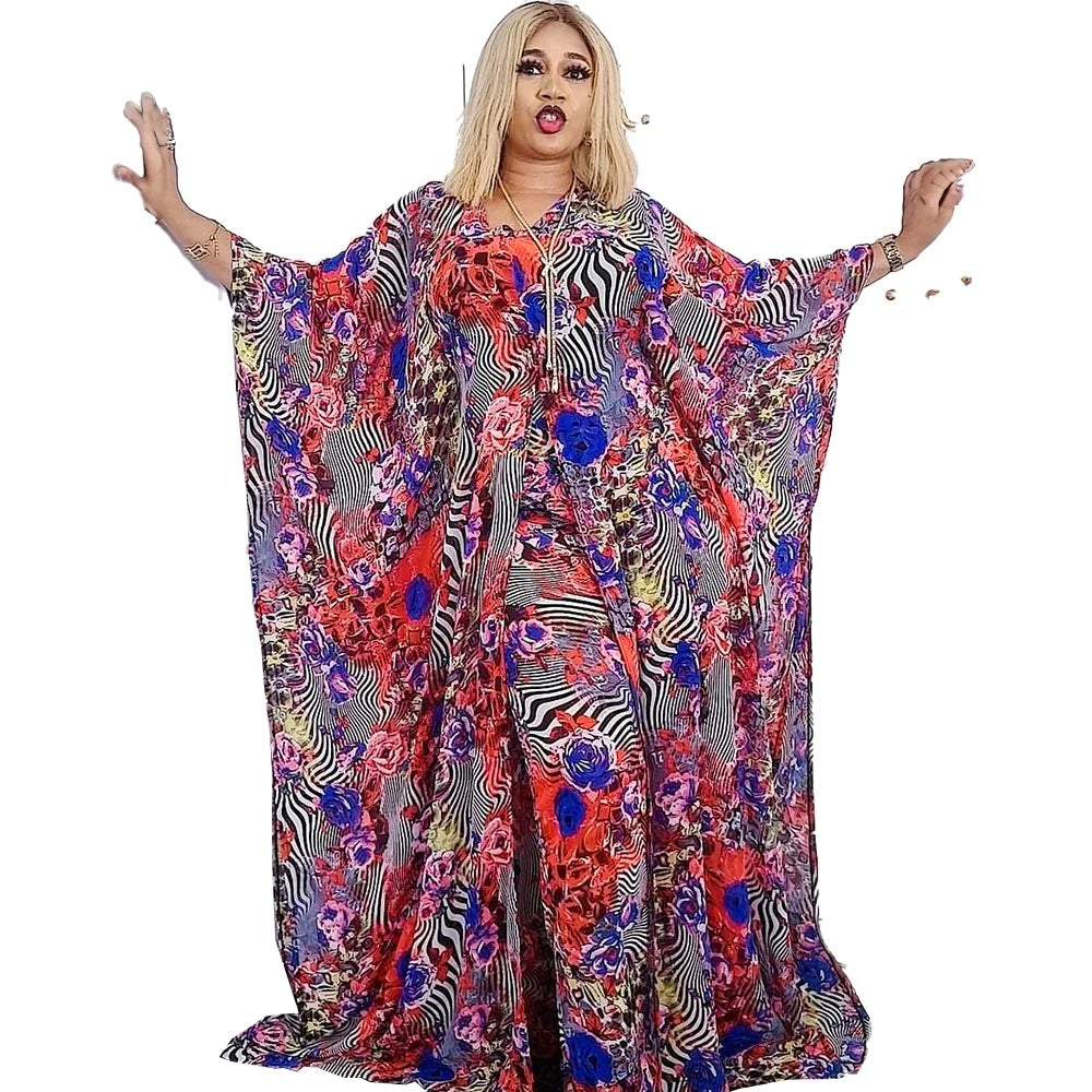 Good Selling Pants Sets for Women Two Pieces Chiffon African Style Clothing Stretch Pants African Women Clothing