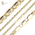 2mm FJ Fallon Fashion Jewelry Classic Rounded Flank Snail Link Chain Plated in 14K Gold Brass Based