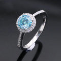 Find Jewelry 925 Sterling Silver Green Moissanite Ring 1ct 2ct 3 Carat Aqua Blue Round Cut Moissanite Diamond Ring for Gift MegaBDM