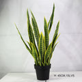 Hot Selling Dongguan Factory Imitation Plants Small Potted Faux Green Yellow Sansevieria Artificial Snake Plant for Office Desk