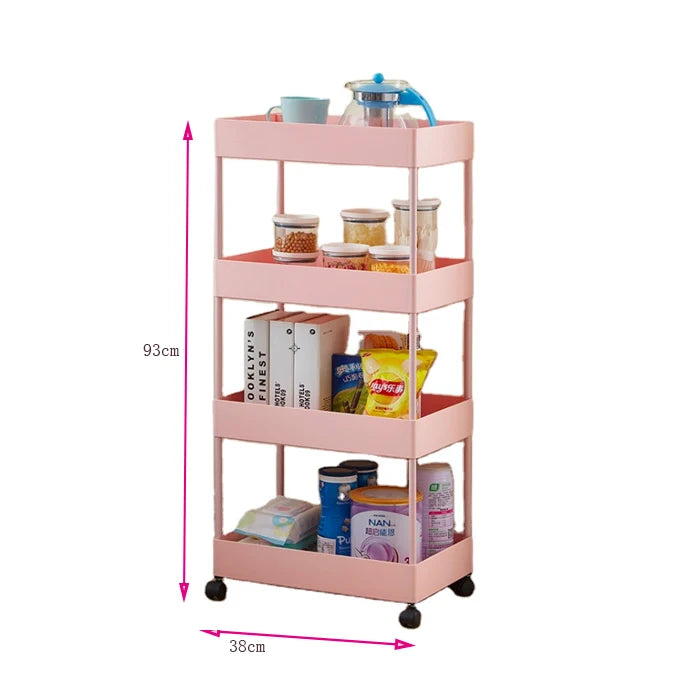 JOIN 4 Tier Bedroom Trolley Baby Utility Rolling Storage Holder Accessories Storage Organizer Shelves in Hand Cart Kitchen Rack