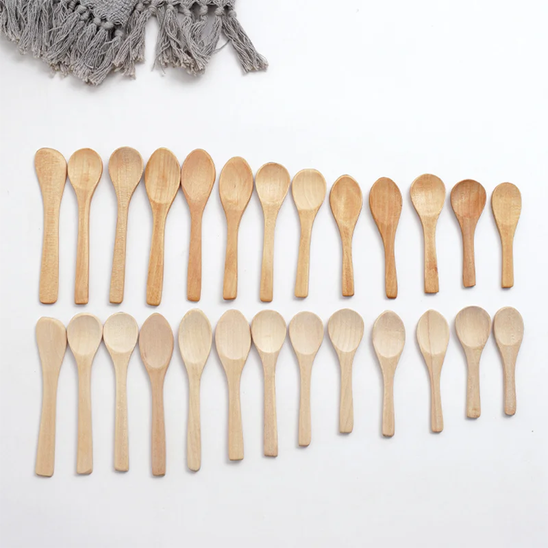 Heat Resistant Kitchen Cooking Condiments Soup Spoon Salt Honey Coffee Tea Sugar Jam Mini Tasting Small Wooden Spoons