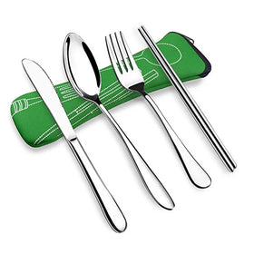 Factory Price 4pcs Pack Fork Spoon Knife Chopsticks Pocket Utensils Picnic Tableware Stainless Steel Cutlery Tools Flatware Set