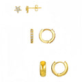 Stylish 18K Gold Huggie Earrings with S925 Silver Needles Zircon Jewelry Set for Career Women Wedding Party