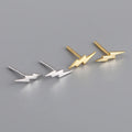 NEW 925 Sterling Silver Plain Lighting Flash Shape Stud Earrings 18K Gold Plated Simple Stud Earrings for Women