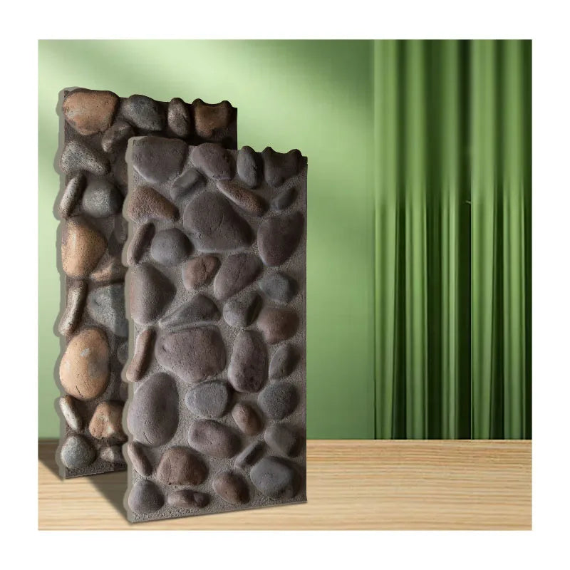 Modern Design Outdoor Indoor Polyurethane PU Artificial Pebbles Stone Veneer Wall Panel Waterproof Feature Exterior Application