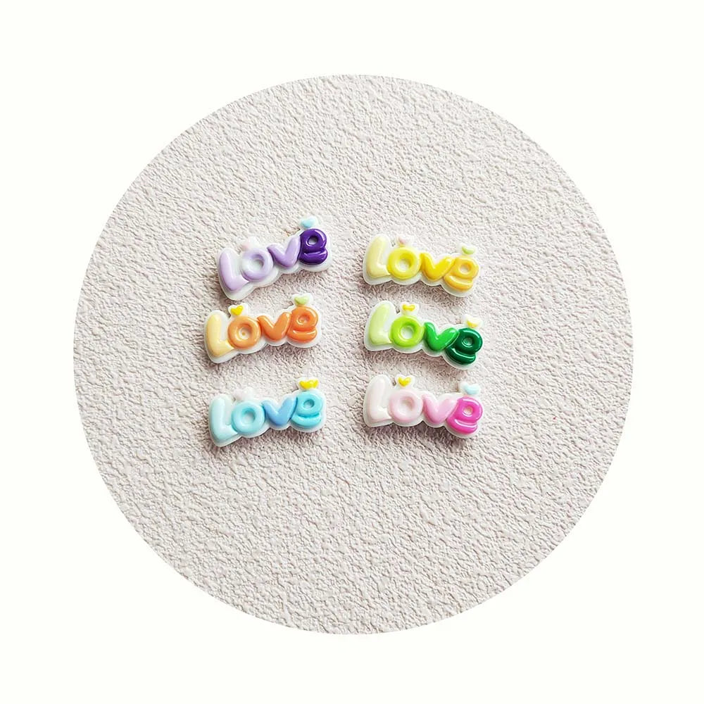 Colorful Cute Love Letter Flat Back Resin Cabochons Scrapbooking Crafts Headwear Accessories DIY Phone Case Decoration