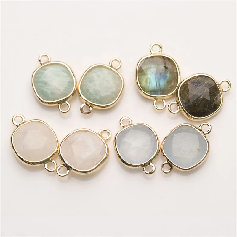 Exquisite Classic Gold Bezel Chic Image Handmade Natural Women Jewelry Fashion Stone Connector