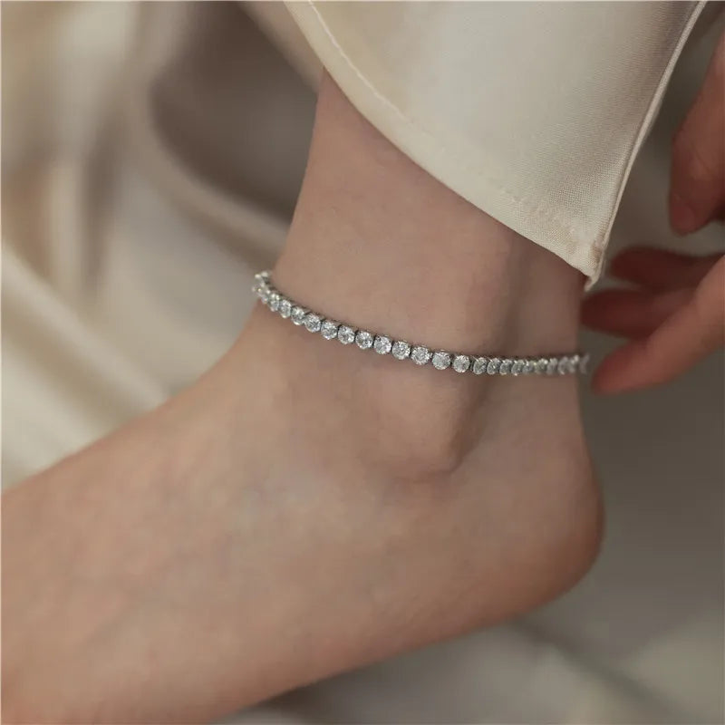 Woman Zircon Tennis Anklet Stainless Steel 18k Gold Plated Women Diamond Tennis Anklet for Women Jewelry