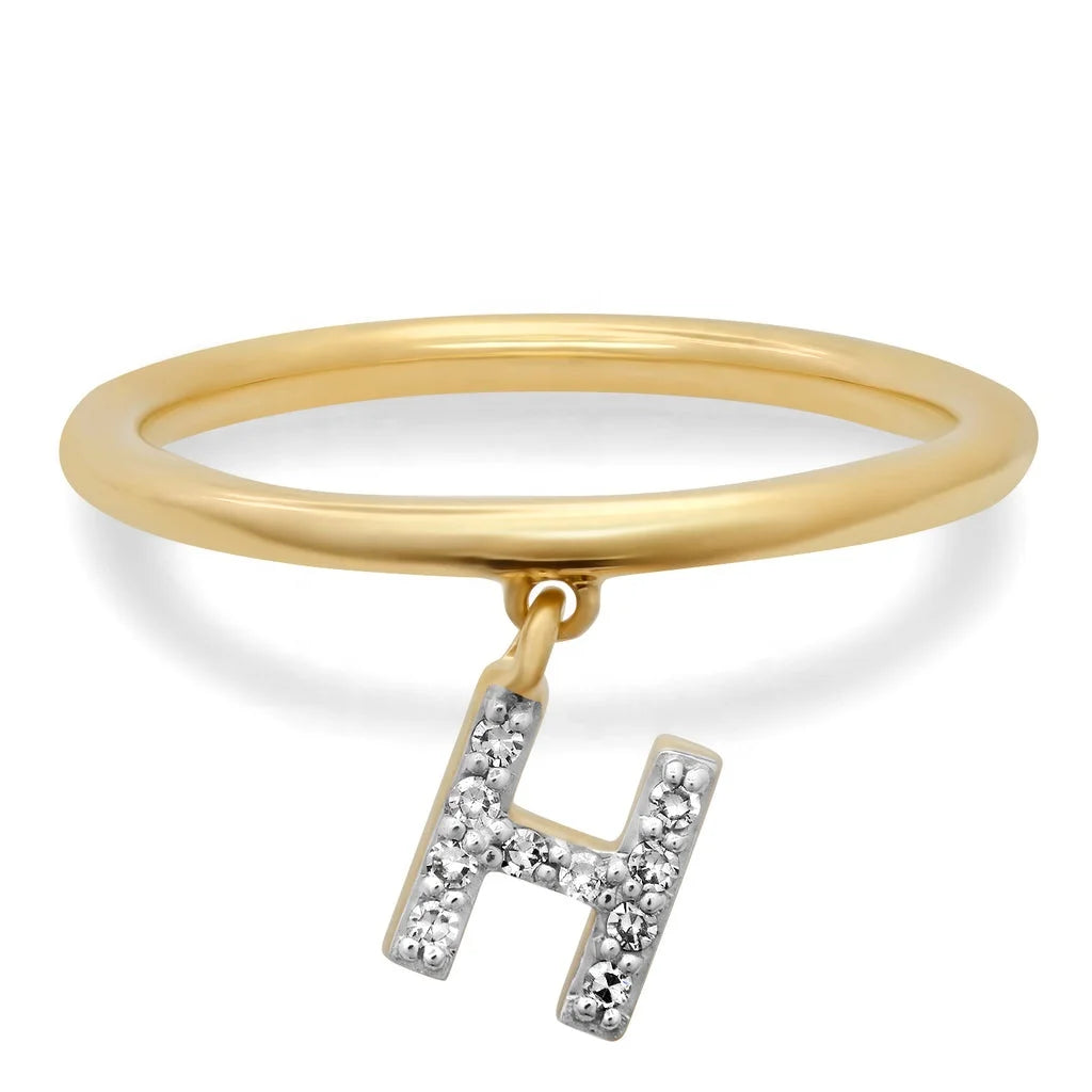 LOZRUNVE 925 Sterling Silver Korean Letter Initial Dangling Stacked Ring for Women