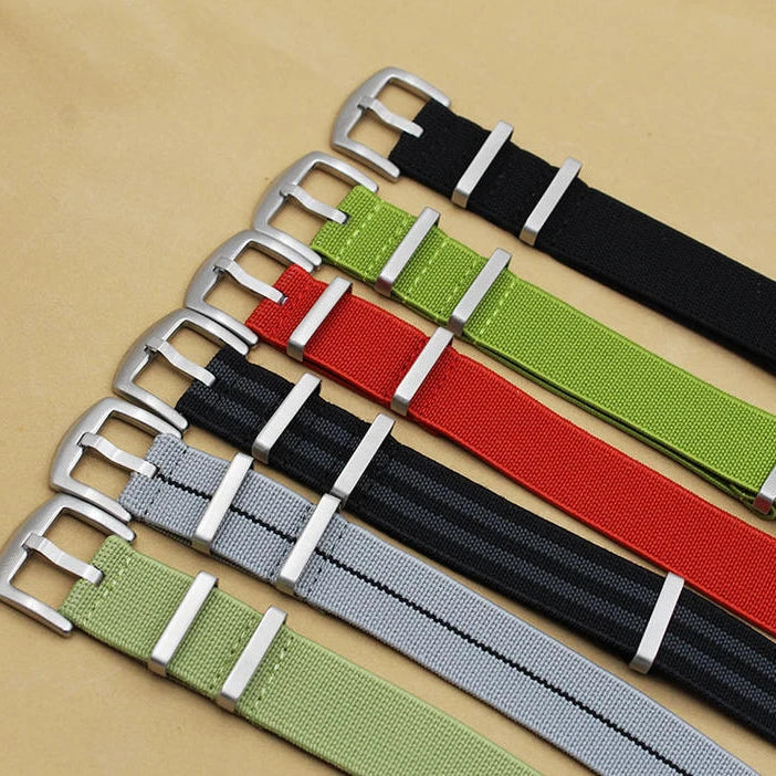 Factory Direct Sale Adjustable Nylon Watch Strap 20mm 22mm Buckles 1 Piece Nylon Elastic Watch Band for Different Watch