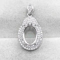 Sterling Silver 8*11mm Semi Mount Pendant Empty Frame Blank Support Setting S925 Base Holder Without Center Stone for DIY Inlay