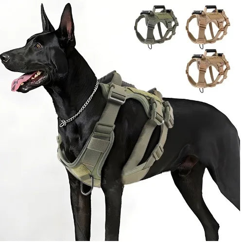 Hot Sale Nylon Durable Tactical Dog Harness Reflective Breathable Adjustable Vest Harness for Large Dogs