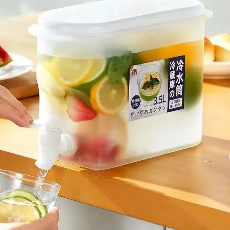 3.5L Large Capacity Household Cold Refrigerator Cold Water Pot Juice Fruit Tea Beverage With Faucet Cold Water Bucket