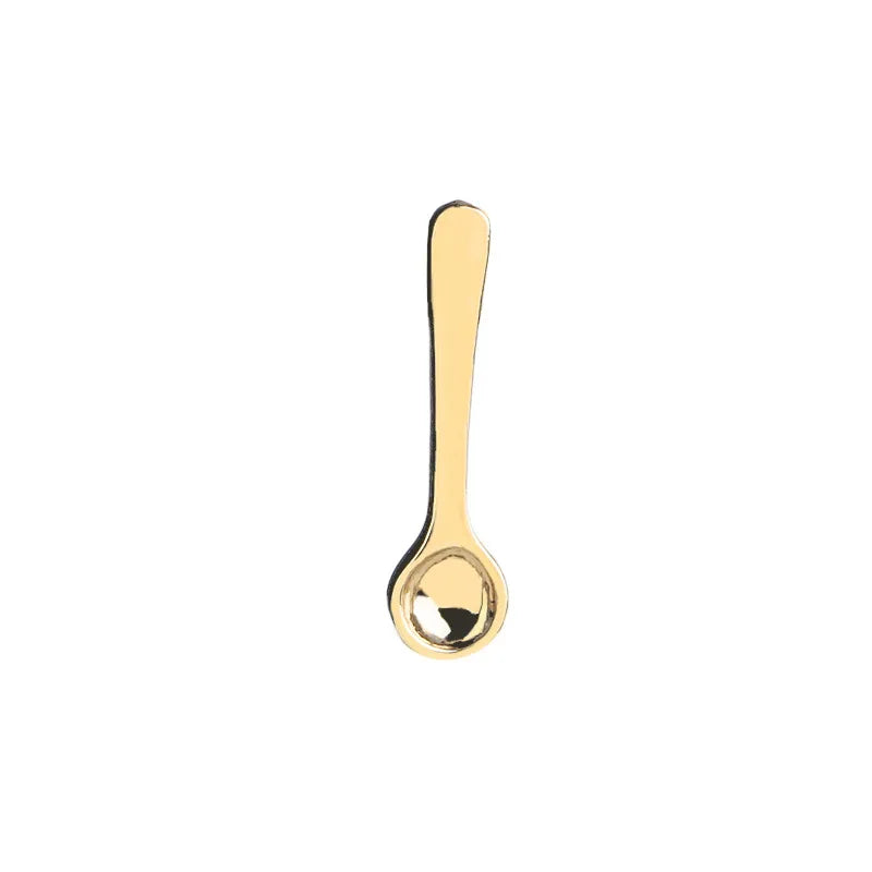 Fashion Gold Silver Color Spoons Enamel Pins Mini Coffee Spoon Brooch Metal Cute Small Funny Badges Jewelry Jackets Backpack Pin