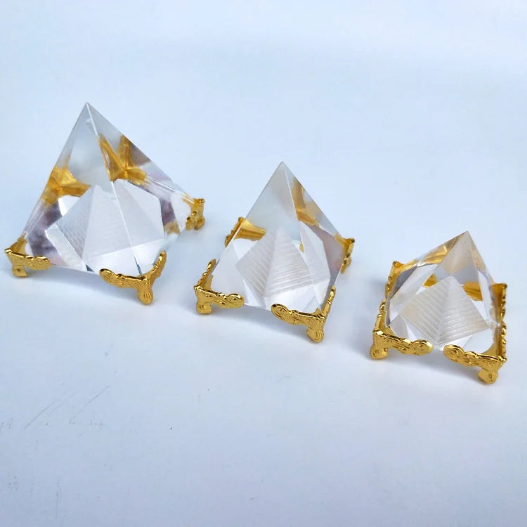 6cm Orgone Aztec Pyramid Wholesale Home Decoration Clear Crystal Pyramid Healing Meditation Glass  Pyramids