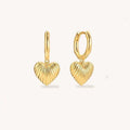 New Fashion Gold Plated S925 Sterling Silver Heart Dangle Hoop Earrings Jewelry for Women
