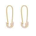 Gemnel Vintage 925 Sterling Silver 18k Gold Diamond Pave Pin Safety First Earrings