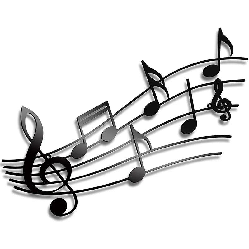 Black Music Notes Metal Wall Art Hanging Decorative Sign with Wall Hanger Metal Crafts