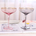 SJ Glassware Supplies Custom Handcrafted Crystal Lead-free Glass Cocktail Glasses Gold Rim 400ml Capacity Eco-friendly for