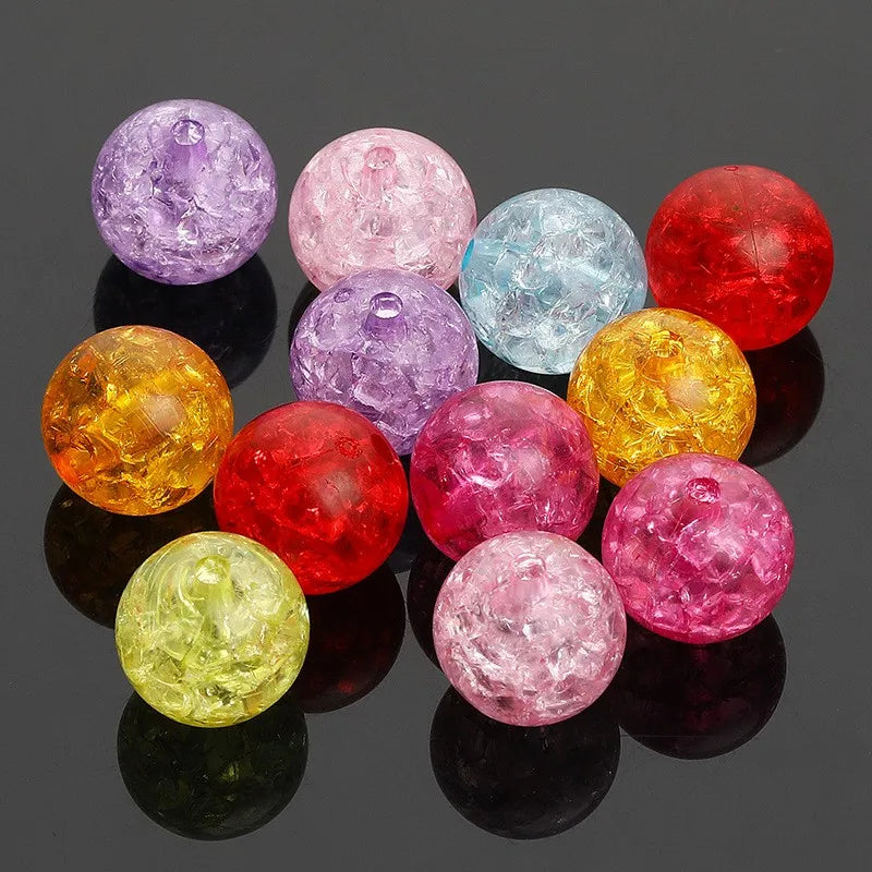 Mix Color Acrylic Beads Crystal Crack Beaded Jewelry Making DIY Crafts Plastic Wholesale Bracelet Making Beads Accessories