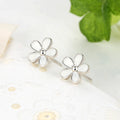 925 Sterling Silver Darling Daisy Stud Earring White Enamel With Clear CZ Compatible with Jewelry Special Store PAS409