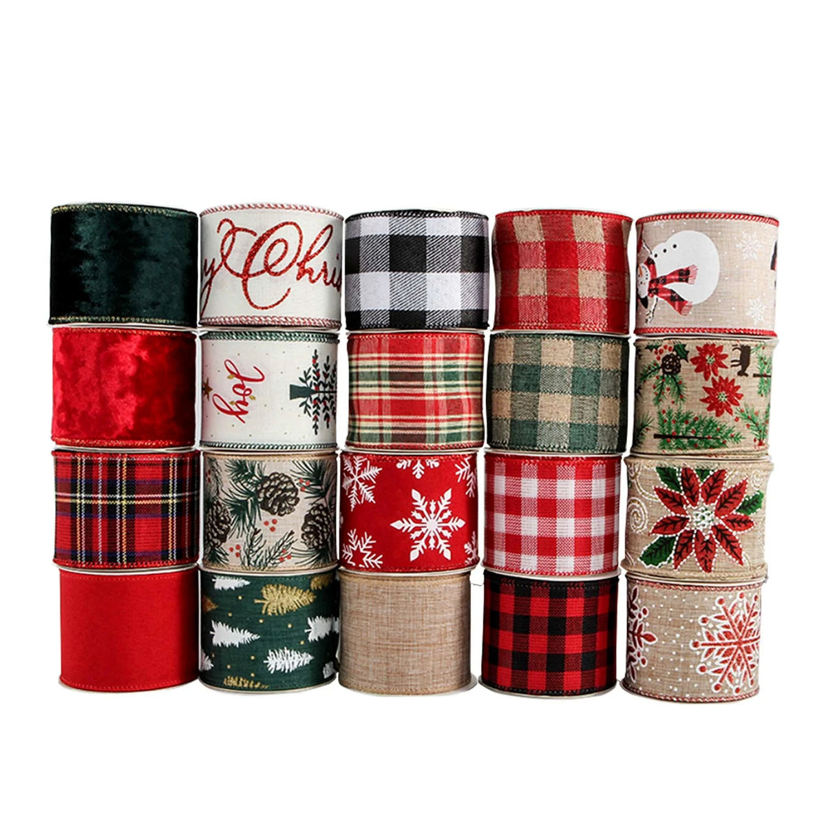 Factory Wholesale Floral Polyester Snowflake Printed Christmas Ribbon Spool for Decoration