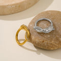 2024 Dazan New Winter HOT INS Trendy 18k PVD Gold Plated Stainless Steel Twist Rattan Chain Zircon Ring Model Runway Jewelry