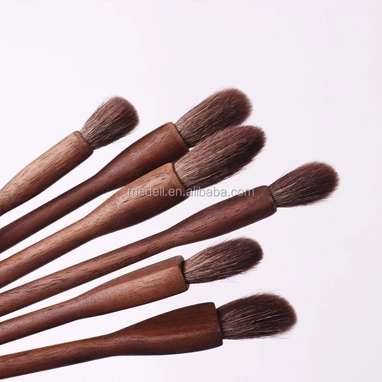Wholesale Handmade Goat Hair Eyeshadow Makeup Brush Set China Manufacturer Fan and Flat Style for Eye Use
