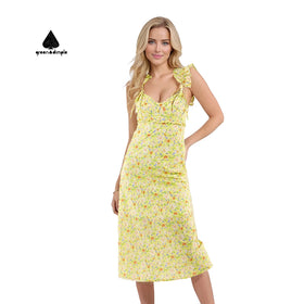 Green Dimple Ladies Dress Manufacturer China Original Women' Multi Way Tropical Clothes Dress Cute Sun Dress for Women
