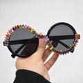 Retro Designer Personality Custom Good Price Rhinestone Diamonds 2025 Shades Oversized Round Sunglasses Women