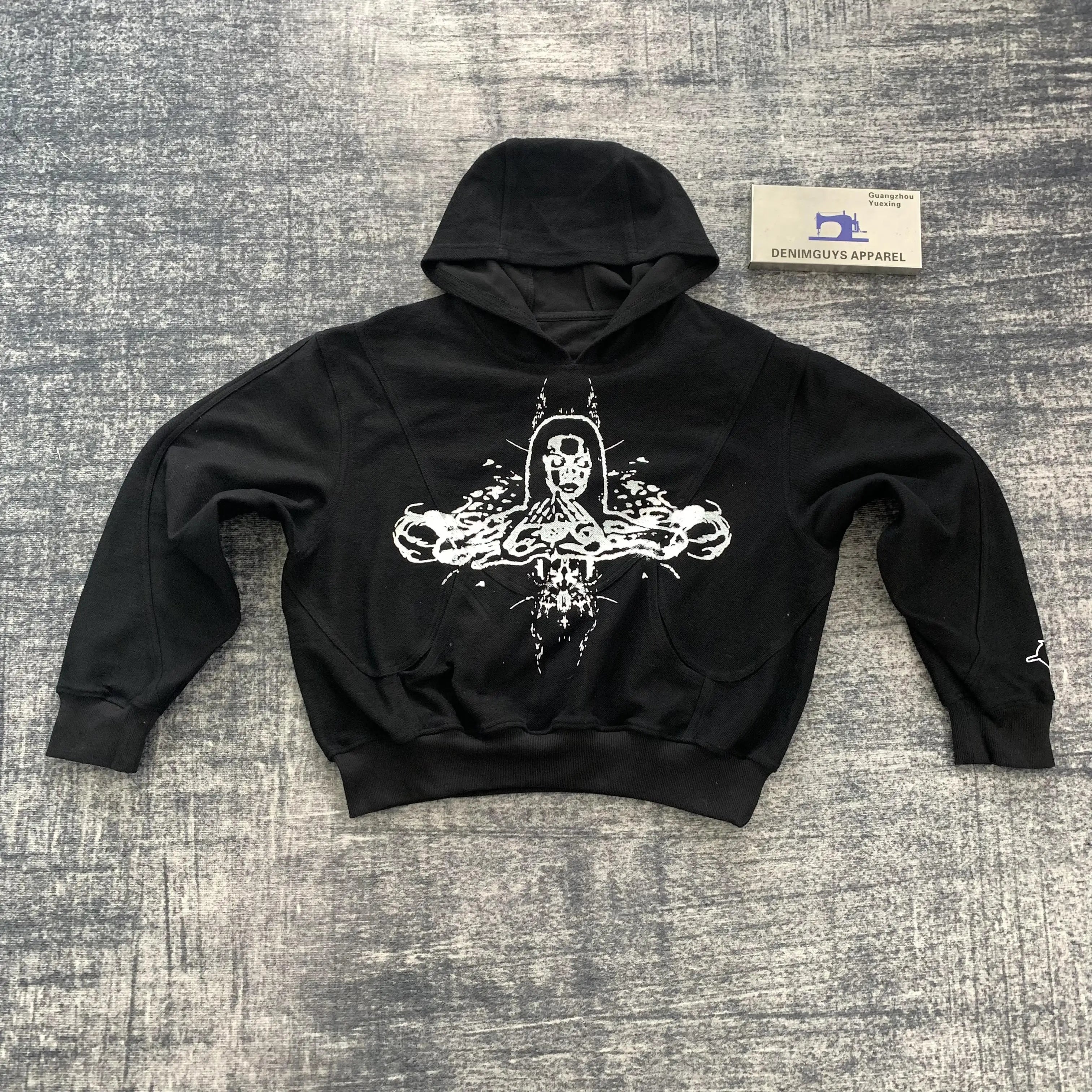 DENIMGUYS Custom Men's Screen Print Hoodies Sweatshirts Vintage Wash Multiple Seams Oversized Hoodie for Men