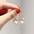 2022 New Style European and American Women's Dangle Earrings Full Diamond Pearl Gold Plated Classic for Wedding and Party