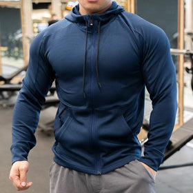 Wholesale Customization Long Men Gym Bodybuilding Workot Jacket Light Running Sports Hoody Jacket for Men