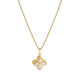 [Titanium Steel] Light Luxury Rotating Flower Zircon All-match Titanium Steel Necklace Earrings Ring
