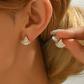2025 Women's Trendy Geometric Sector Shape Zircon Earrings with Simple Copper Studs Perfect Anniversary Gift Fine Earrings