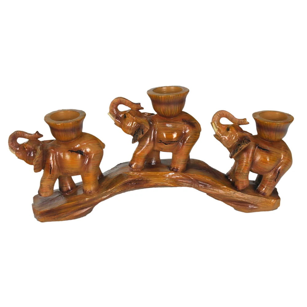 Elephant Candle Holder with Bridge Design Hand Carved Animal Sculpture for Dining Table DecorRomantic Dinner Party Centerpiece