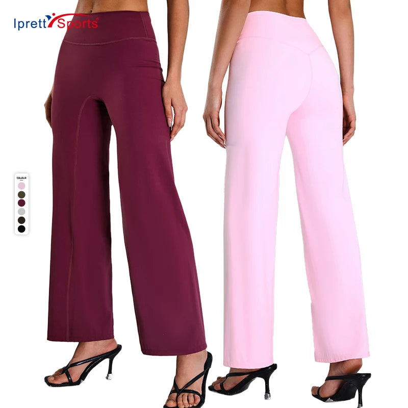 Women's Straight Wide Leg Pants 75% Nylon High Waisted Yoga Leggings for Hip Lift & Outdoor Activities