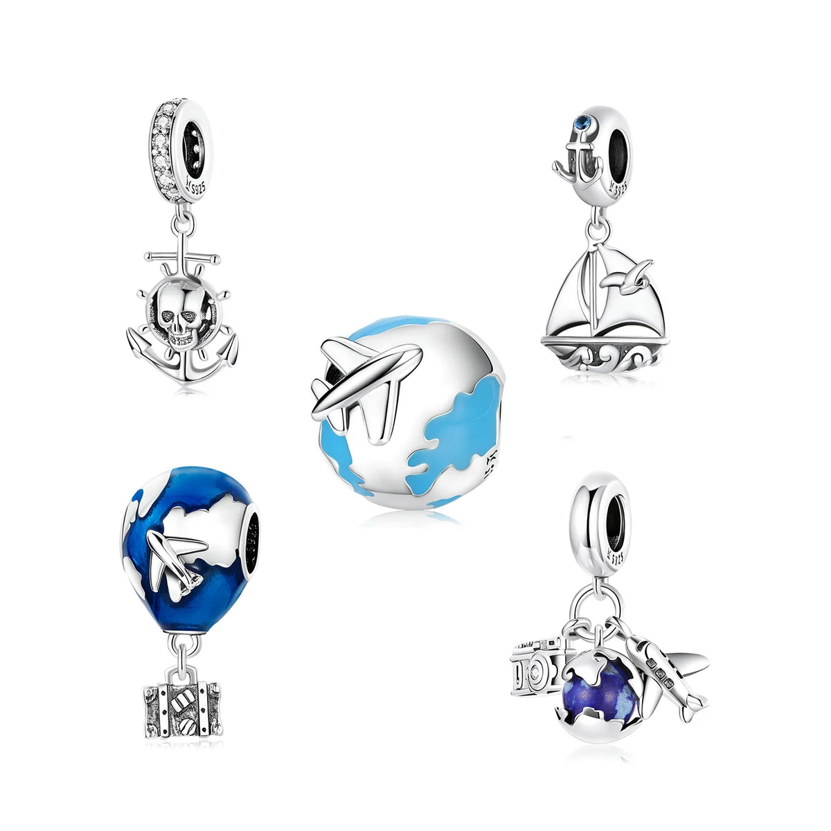 925 Sterling Silver World-Departure Hot-Air Balloon Mini Camera Charm Pendant Suitable for Bracelet Bangle Woman Jewelry DIY