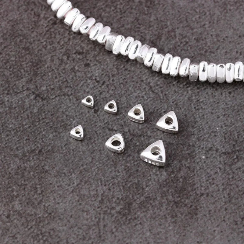 Diy Solid 925 Sterling Silver Triangle Spacer Beads Geometric Bracelet Accessories Wholesale